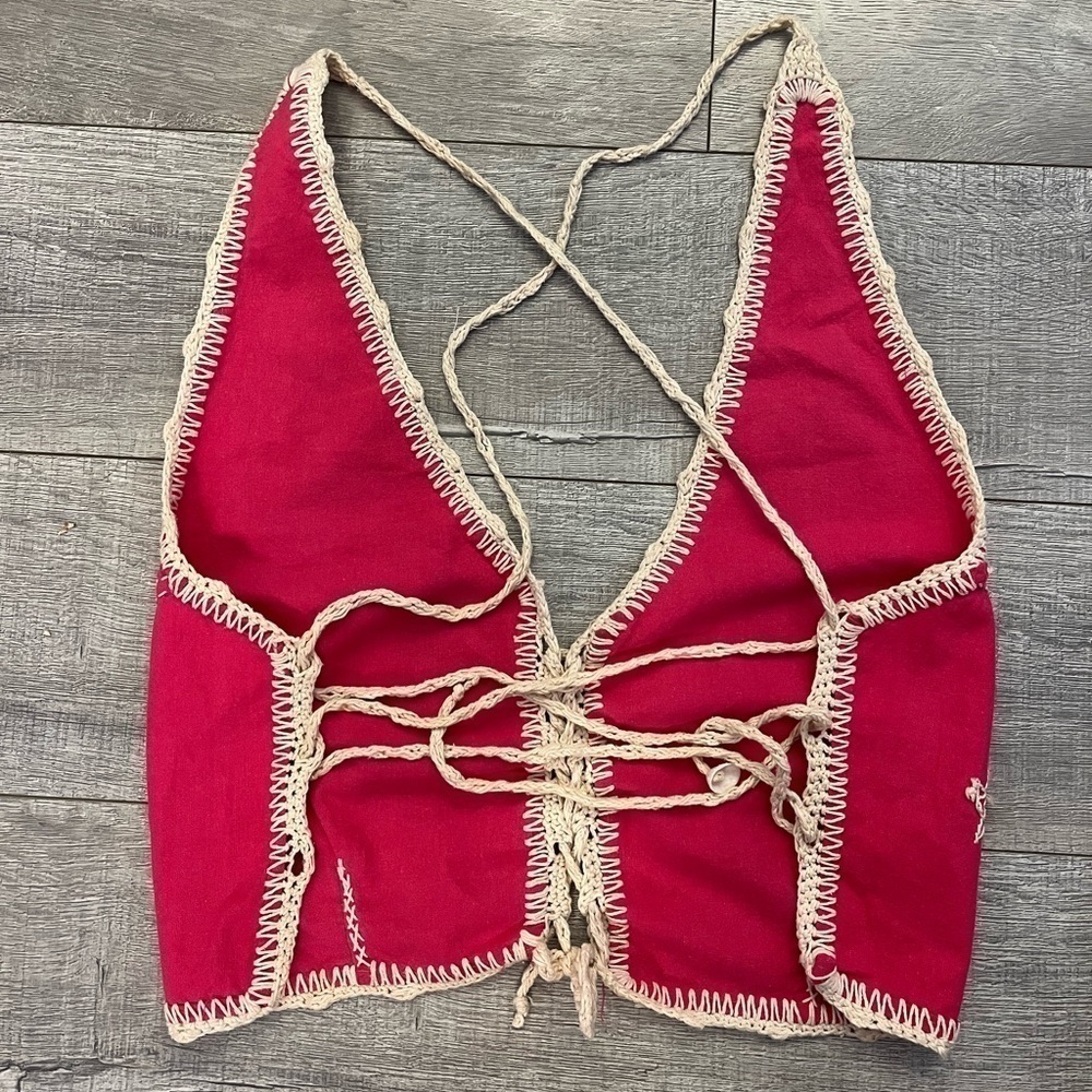 Barbie Pink Handmade Crochet Crop Top - Picture 4 of 4